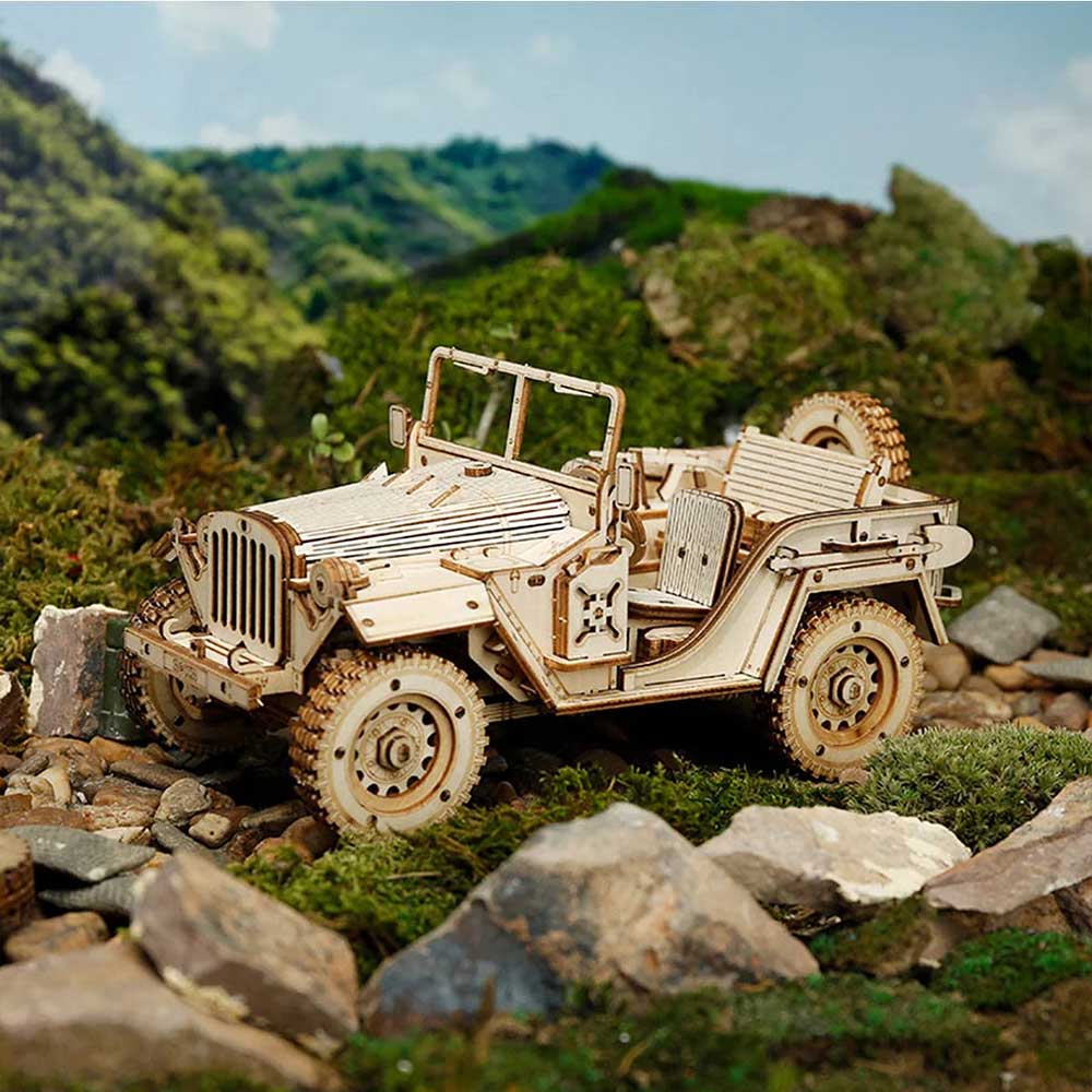 Army Field Car 3D Wooden Puzzle Kit - Image 2