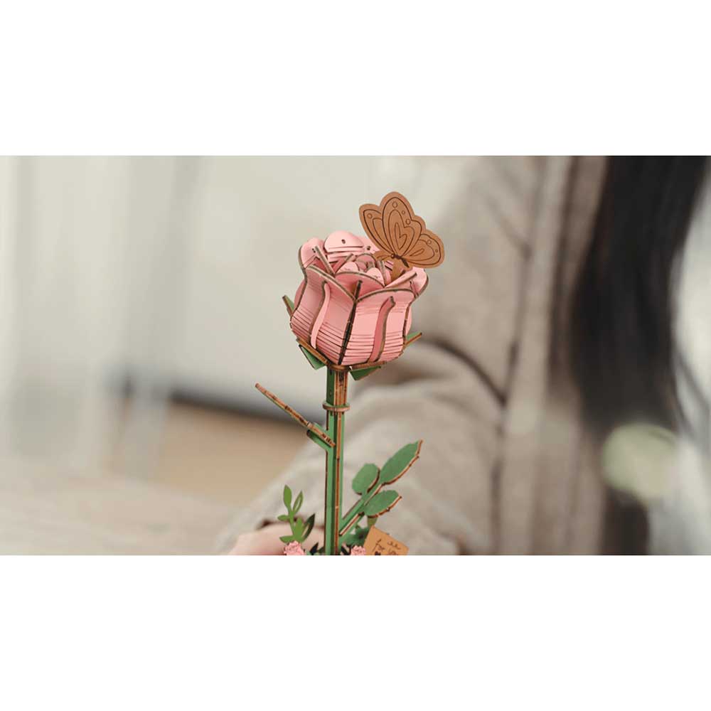 Pink Rose 3D Wood Puzzle Kit - Image 3