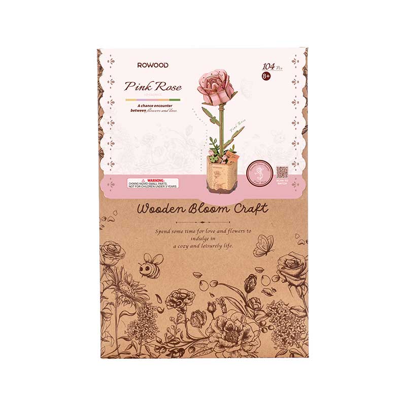 Pink Rose 3D Wood Puzzle Kit - Image 6