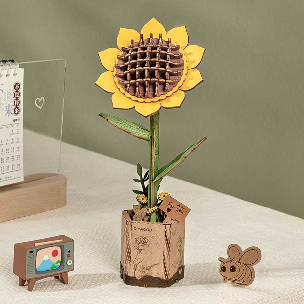 Sunflower 3D Wood Puzzle Kit - Image 4