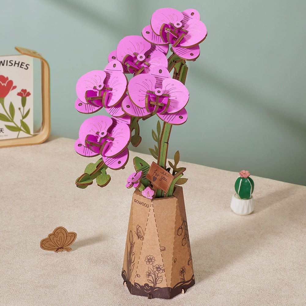 Purple Moth Orchid 3D Wooden Flower Model Kit - Image 2