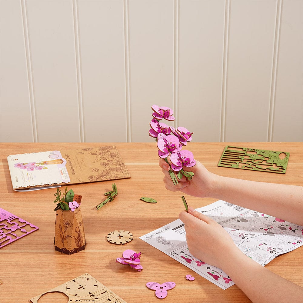Purple Moth Orchid 3D Wooden Flower Model Kit - Image 4
