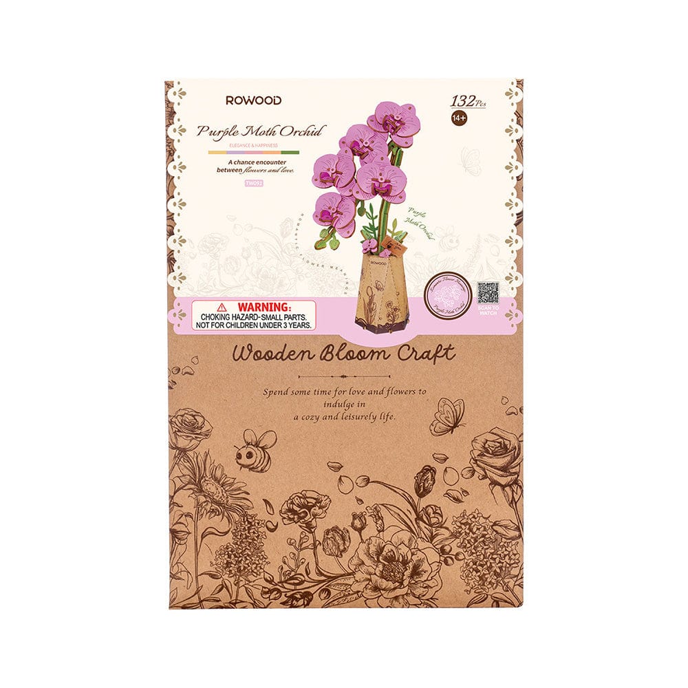 Purple Moth Orchid 3D Wooden Flower Model Kit - Image 5