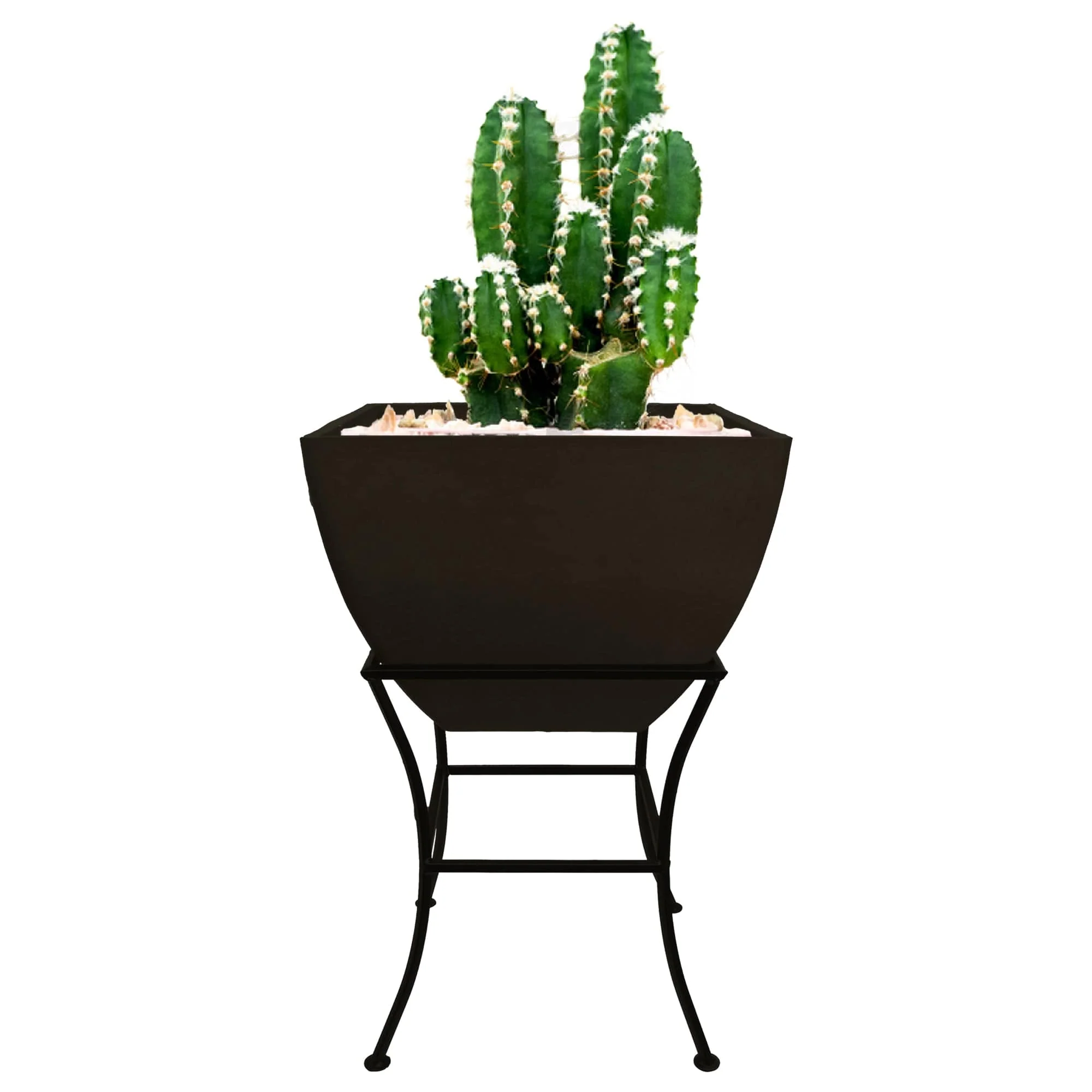 20" Square Garden Planter with Wrought Iron Stand Graphite - Image 4
