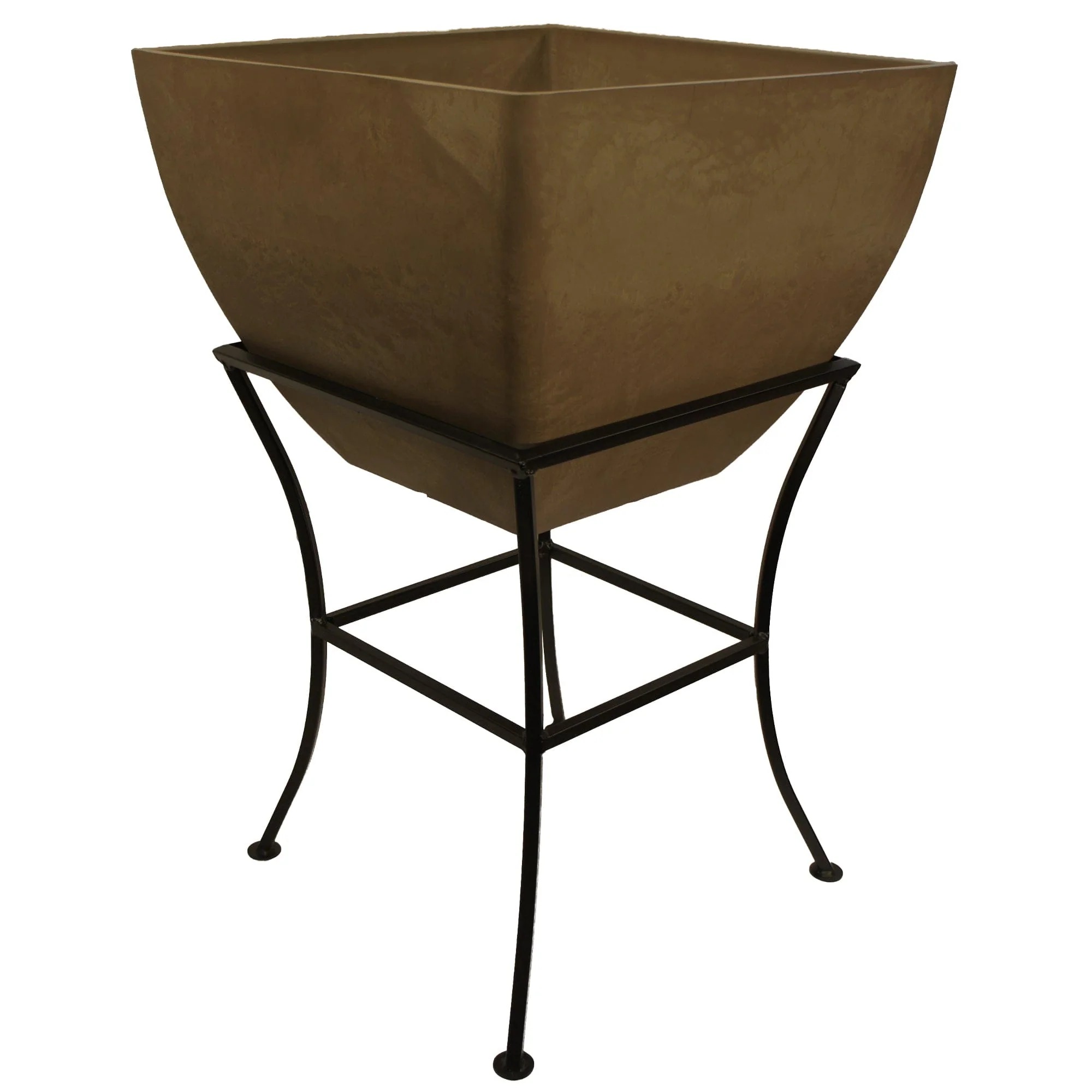 20" Square Garden Planter with Wrought Iron Stand Oak - Image 2