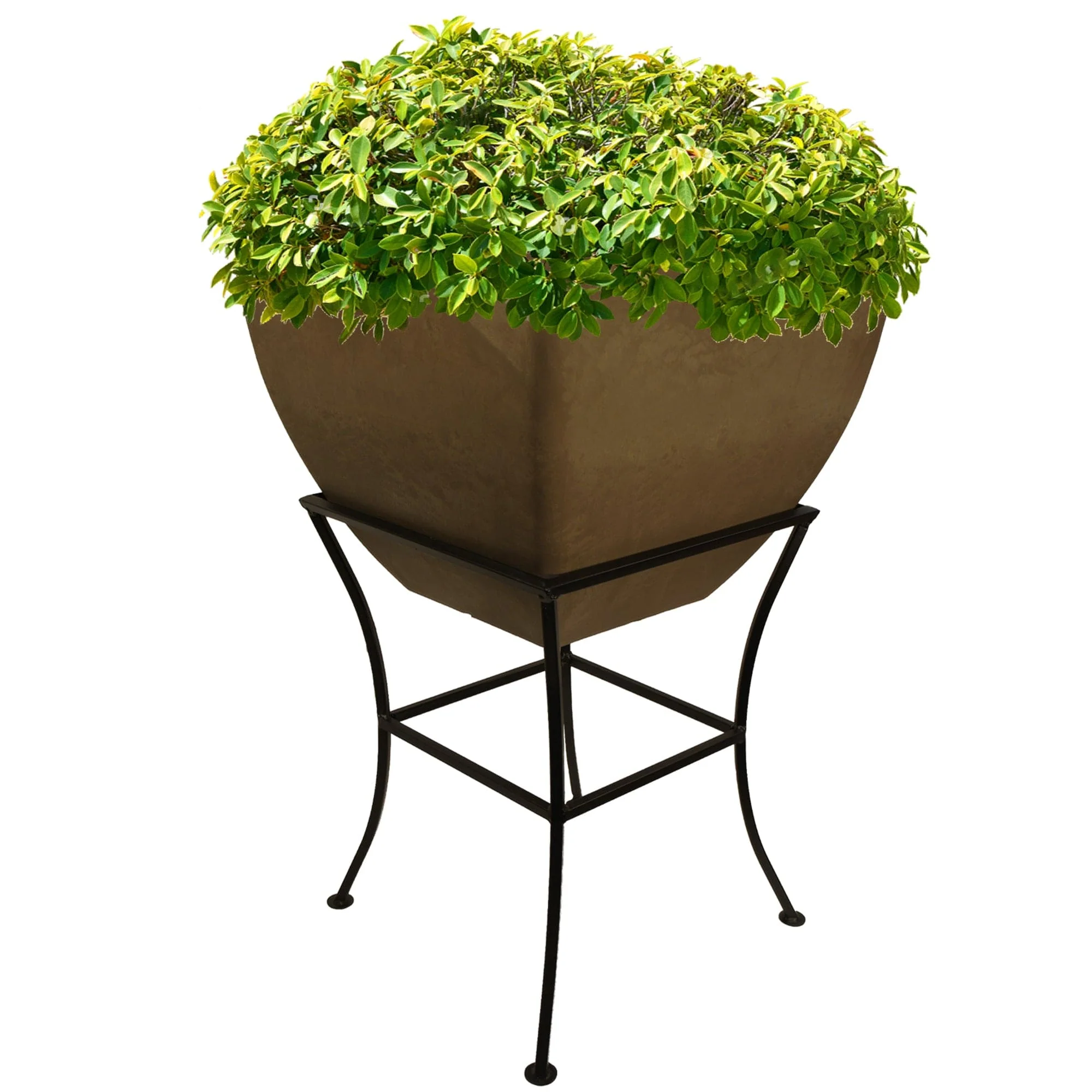 20" Square Garden Planter with Wrought Iron Stand Oak - Image 4