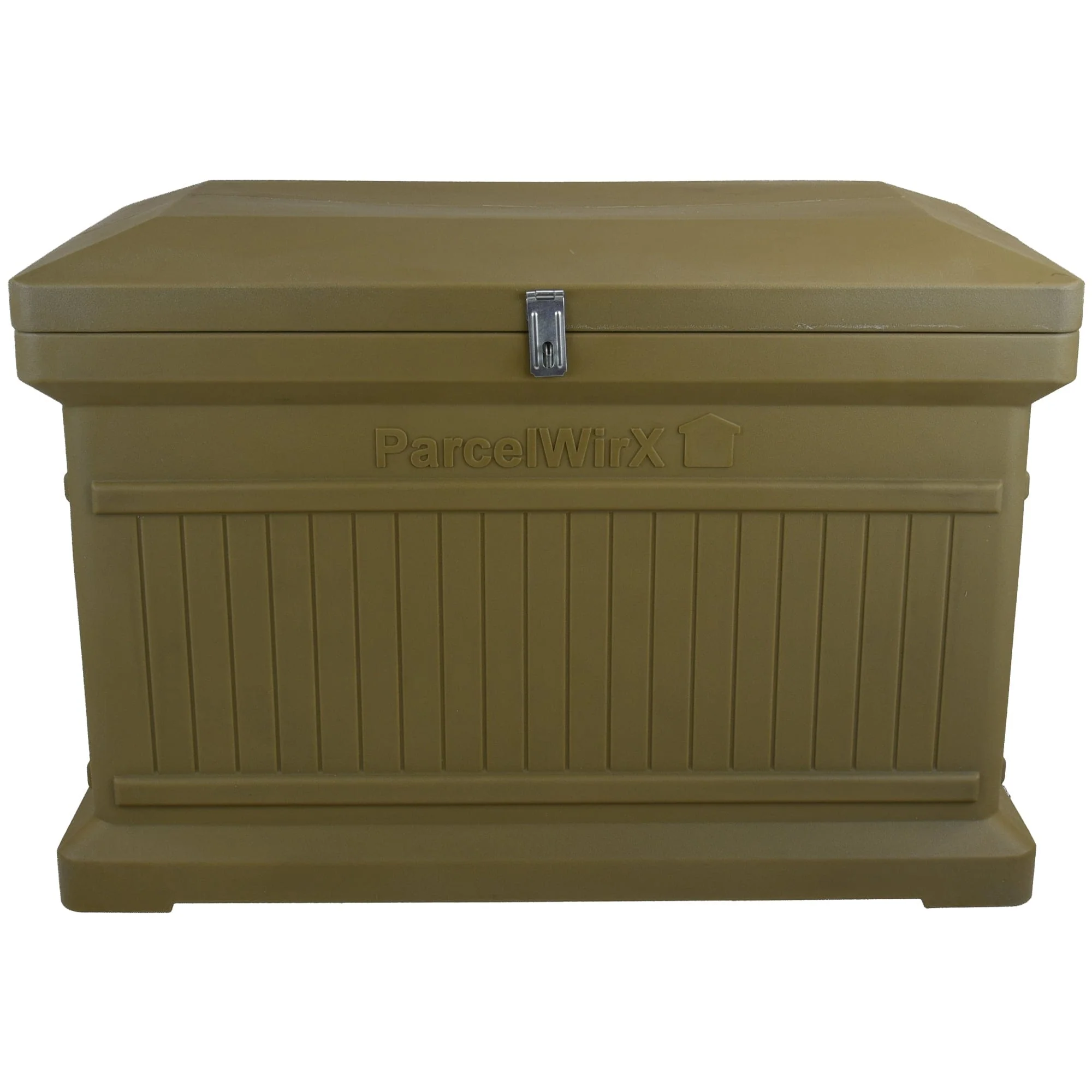 ParcelWirx Premium Horizontal Lockable Package Delivery Box with Hinged Lid Oak