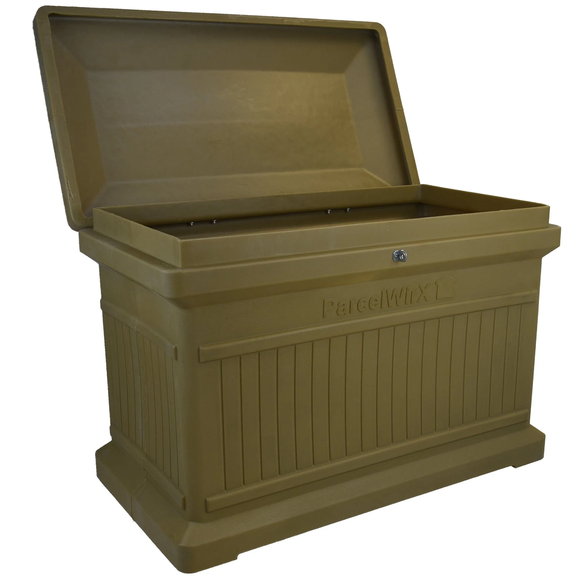 ParcelWirx Premium Horizontal Lockable Package Delivery Box with Hinged Lid Oak - Image 2