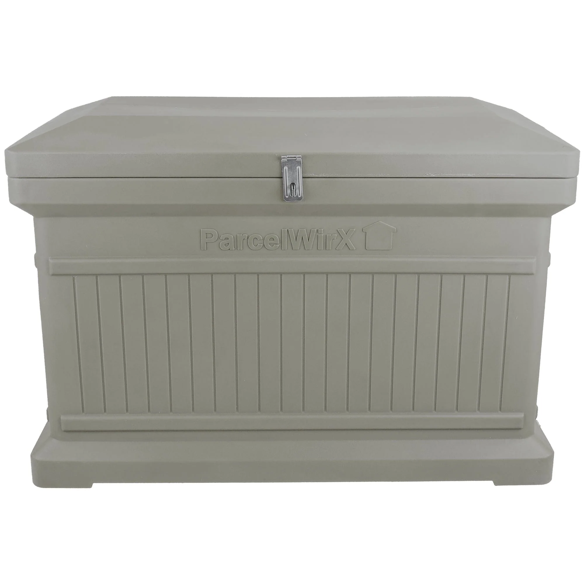 ParcelWirx Premium Horizontal Lockable Package Delivery Box with Hinged Lid Prestige Pewter