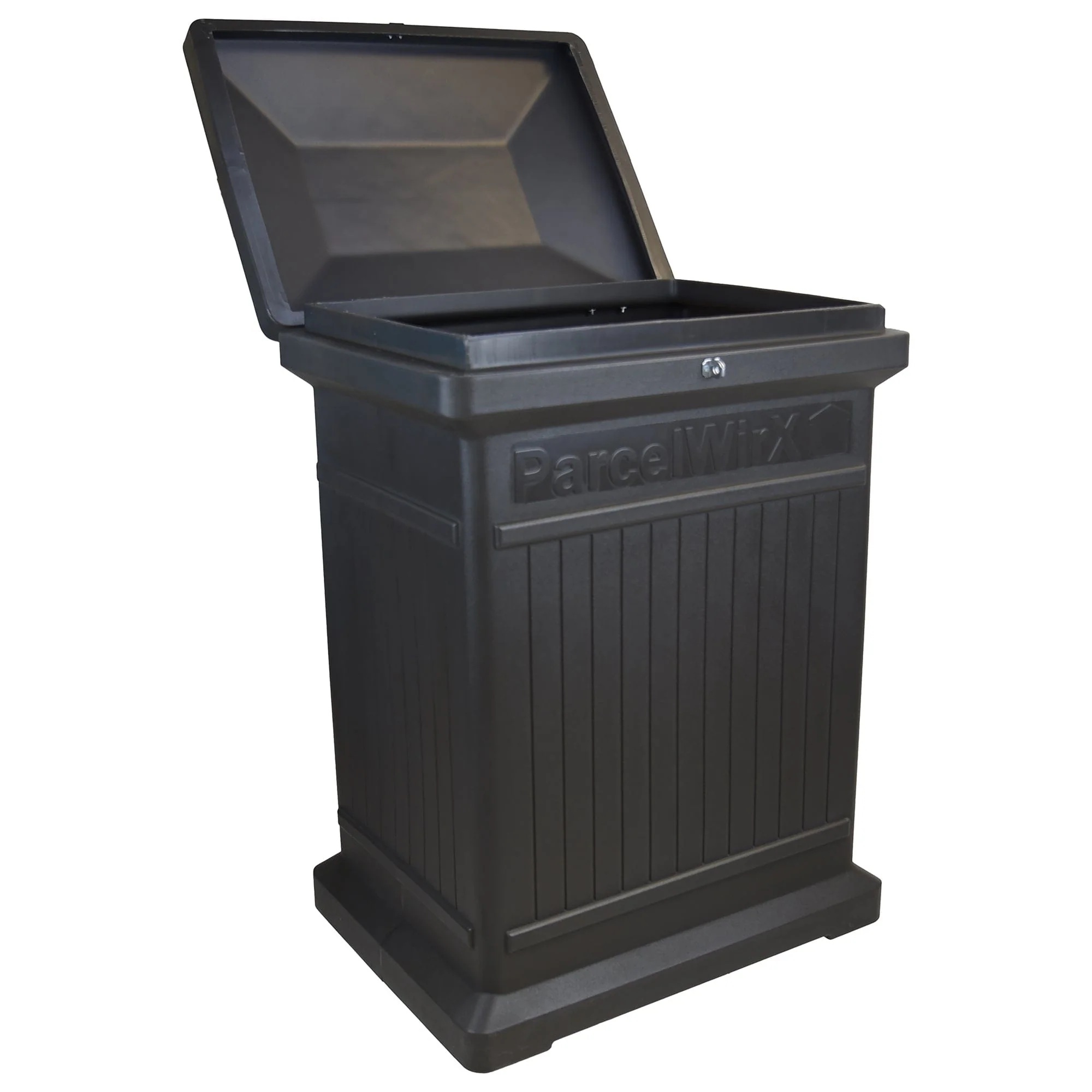 ParcelWirx Premium Vertical Lockable Package Delivery Box with Hinged Lid Graphite - Image 2