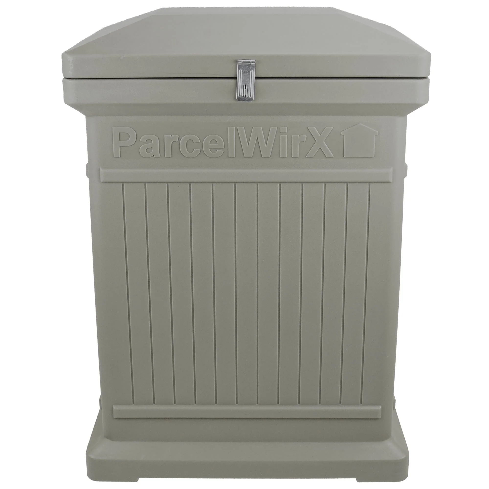 ParcelWirx Premium Vertical Lockable Package Delivery Box with Hinged Lid Prestige Pewter