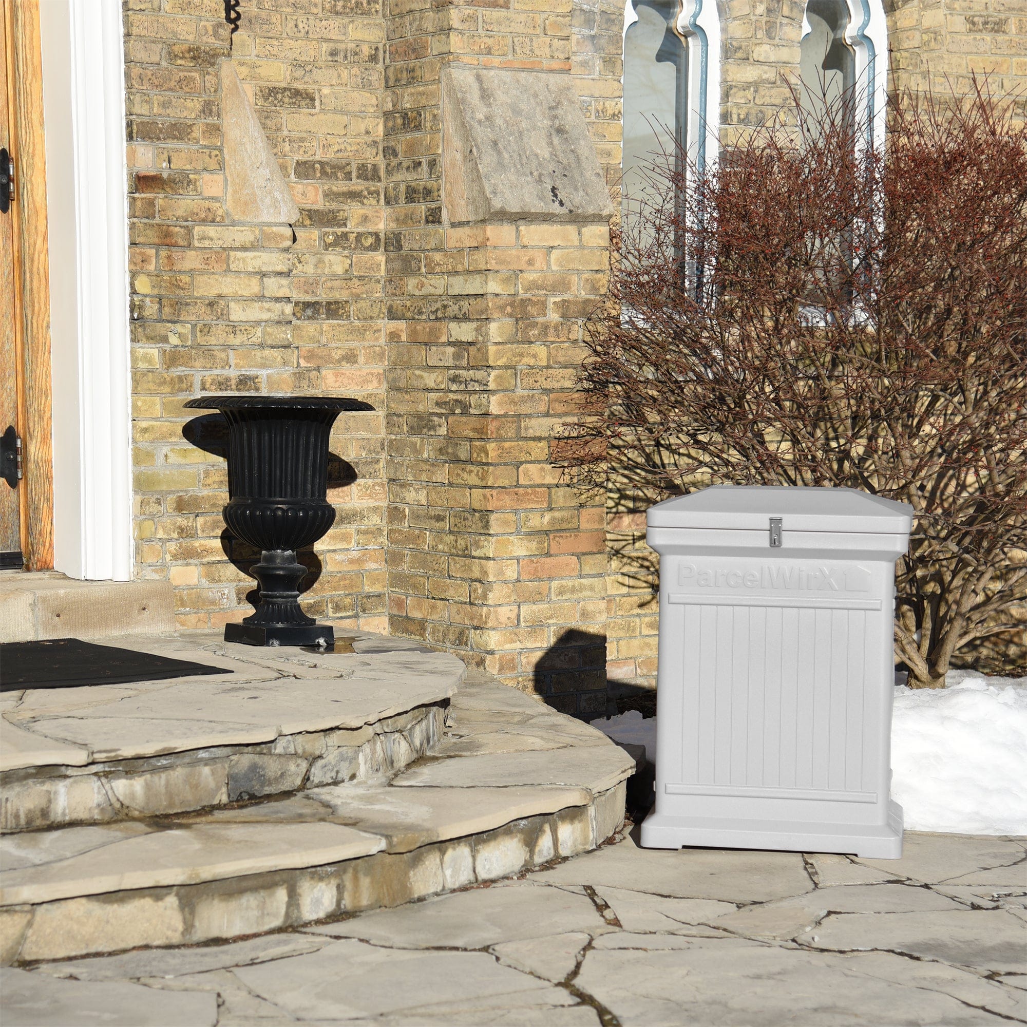 ParcelWirx Premium Vertical Lockable Package Delivery Box with Hinged Lid Slate Gray - Image 5