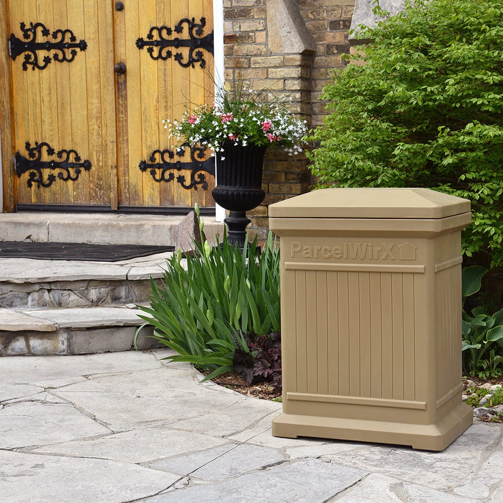ParcelWirx Vertical Package Delivery Box with Lift Off Lid Oak - Image 5