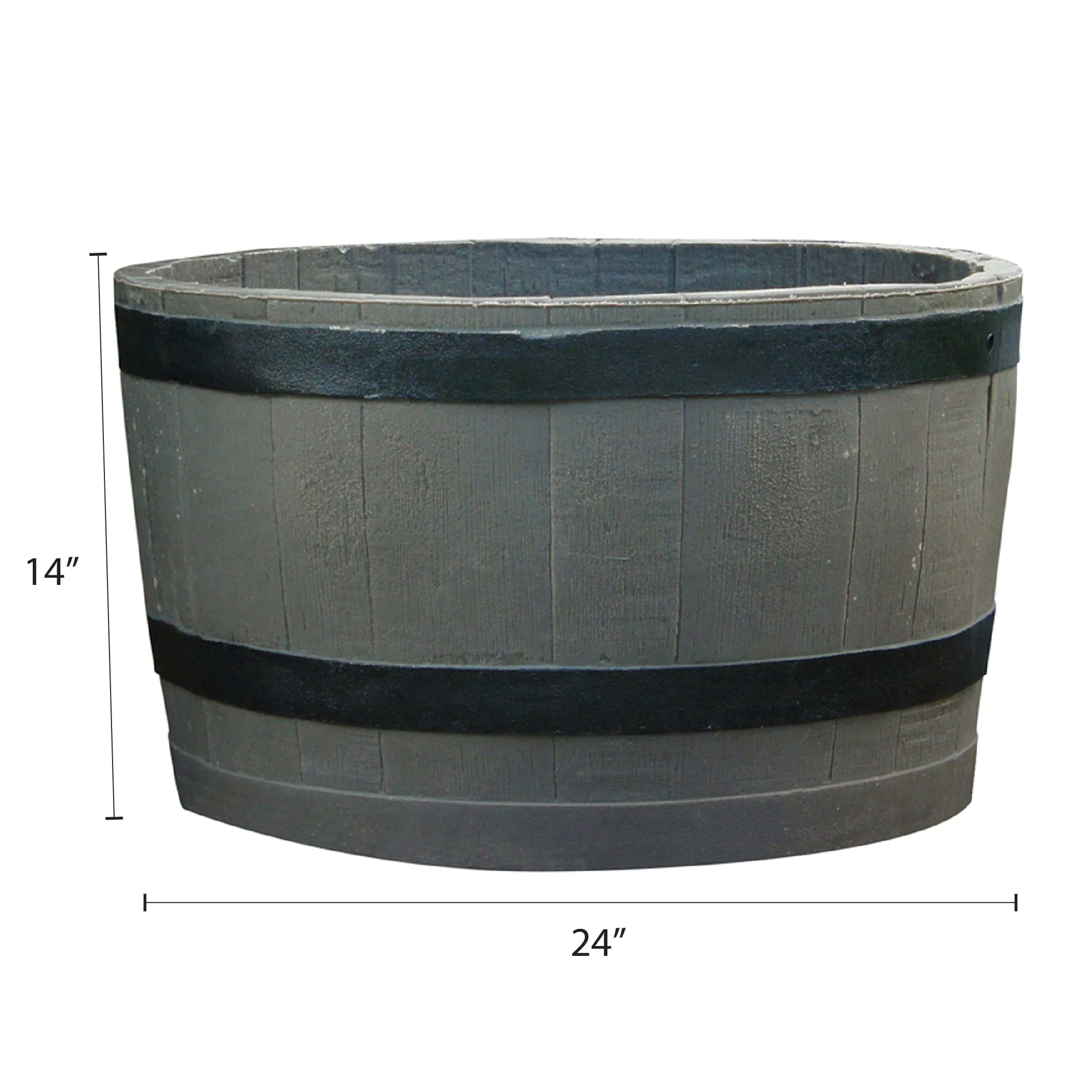 Polyethylene Whiskey Barrel Planter Woodgrain 2 Pack - Image 6