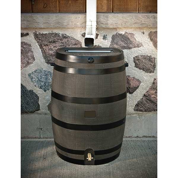Rain Barrel with Flat Back and Brass Spigot, 50 gallon, Brown - Image 2