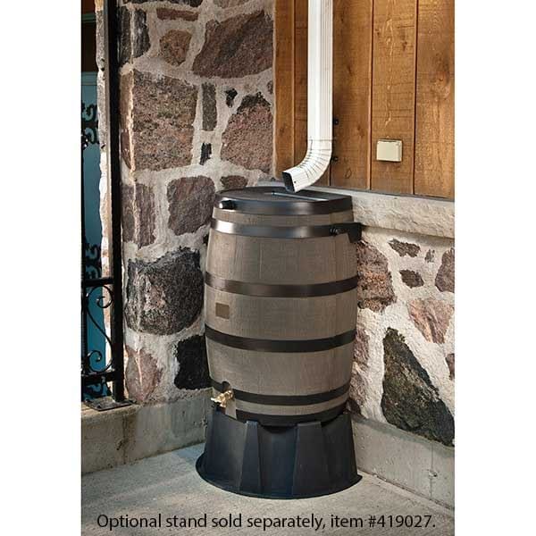Rain Barrel with Flat Back and Brass Spigot, 50 gallon, Brown - Image 3