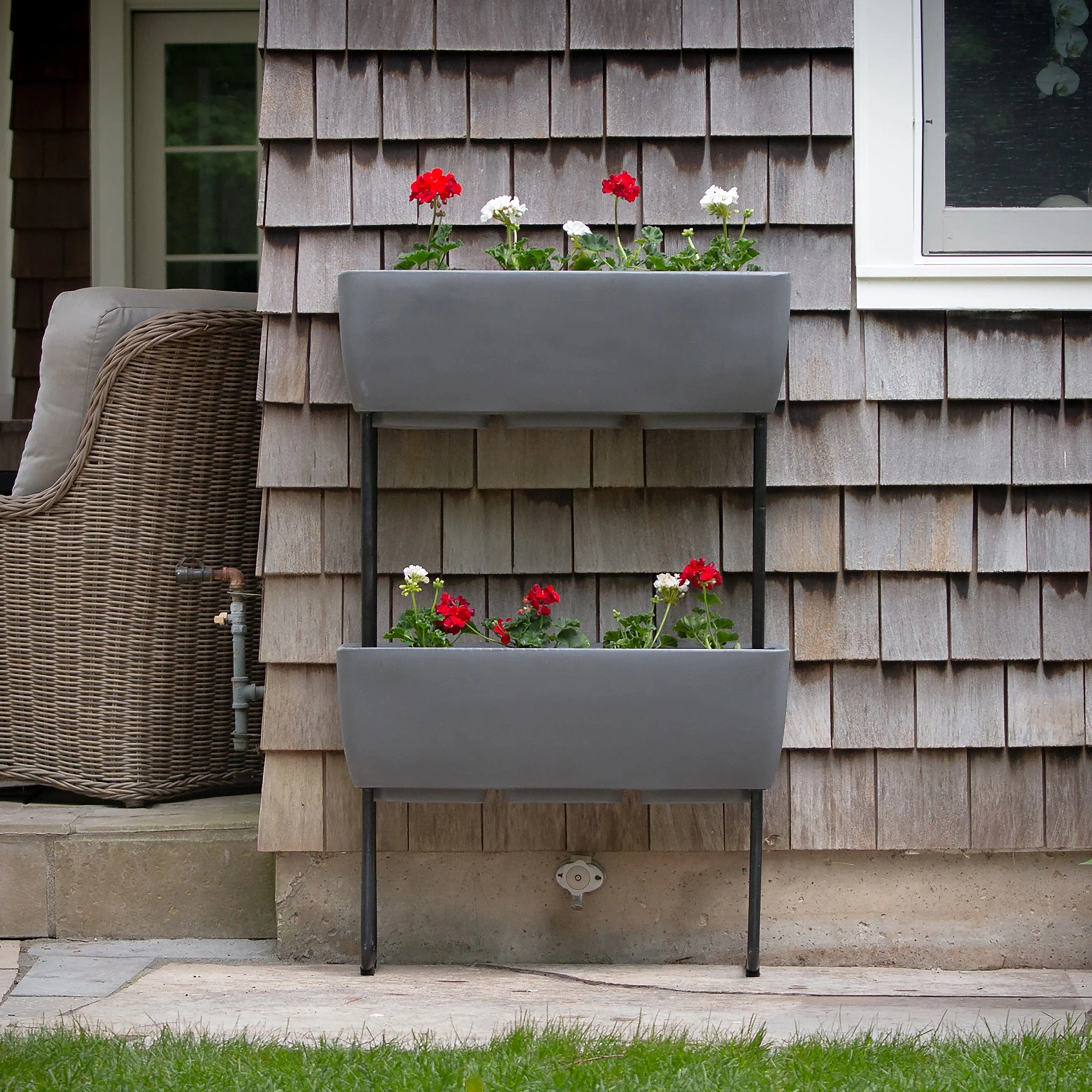 Vertical Live Wall Planter Base Unit Only for 30" x 10" Rectangular Planters with Wrought Iron Stand - Image 2
