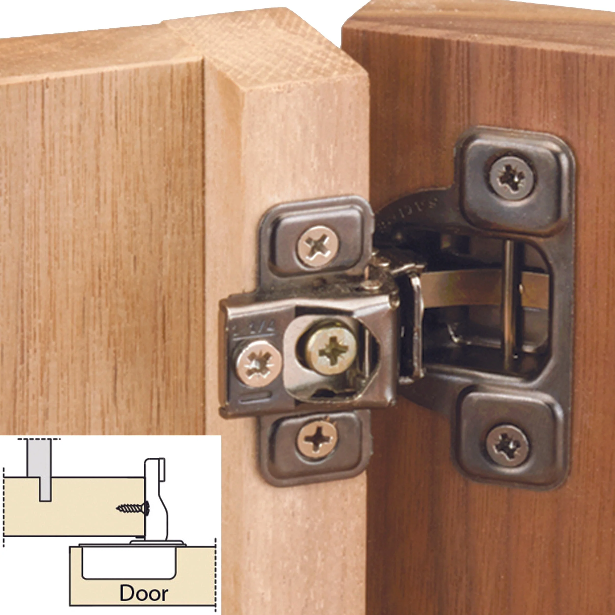 106° Excen-Three Self Close Face Frame Hinge - Pair - Image 3