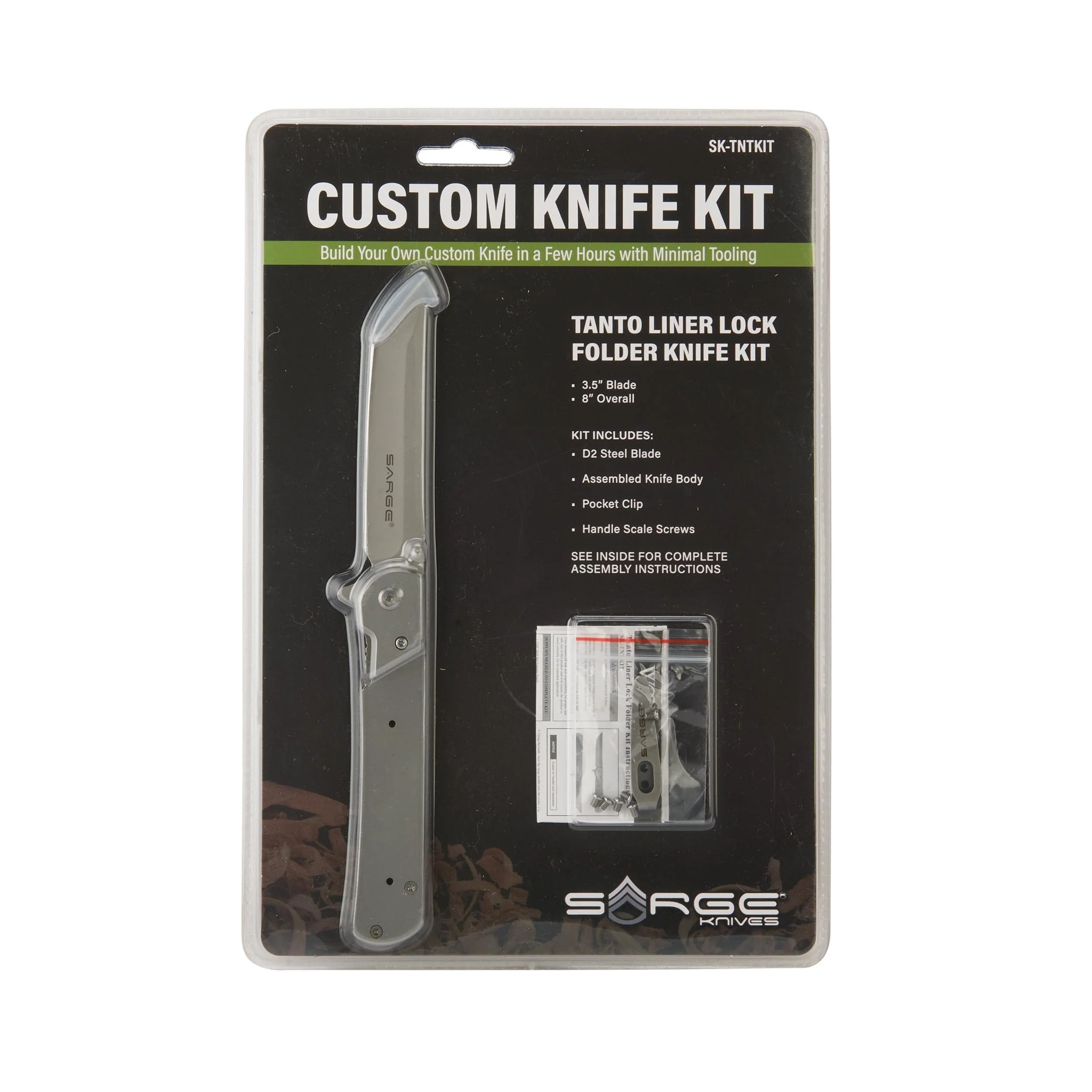Tanto Liner Lock Folder Knife For Hunting & Fishing - 8" - Unfinished Kit - Image 3