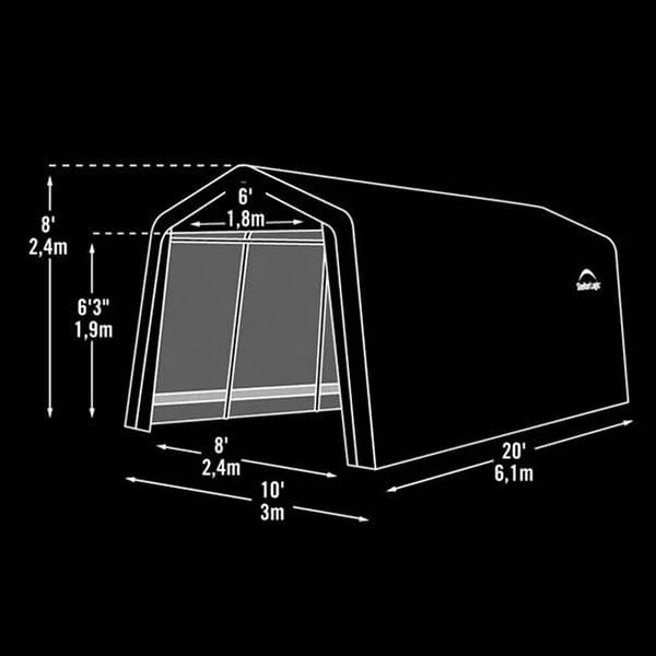 Auto Shelter, 10' x 20' x 8', Peak Style Instant Garage, Sandstone - Image 2