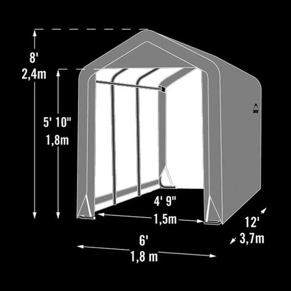 Shed-in-a-Box 6' x 12' x 8', Peak Style, Gray - Image 2