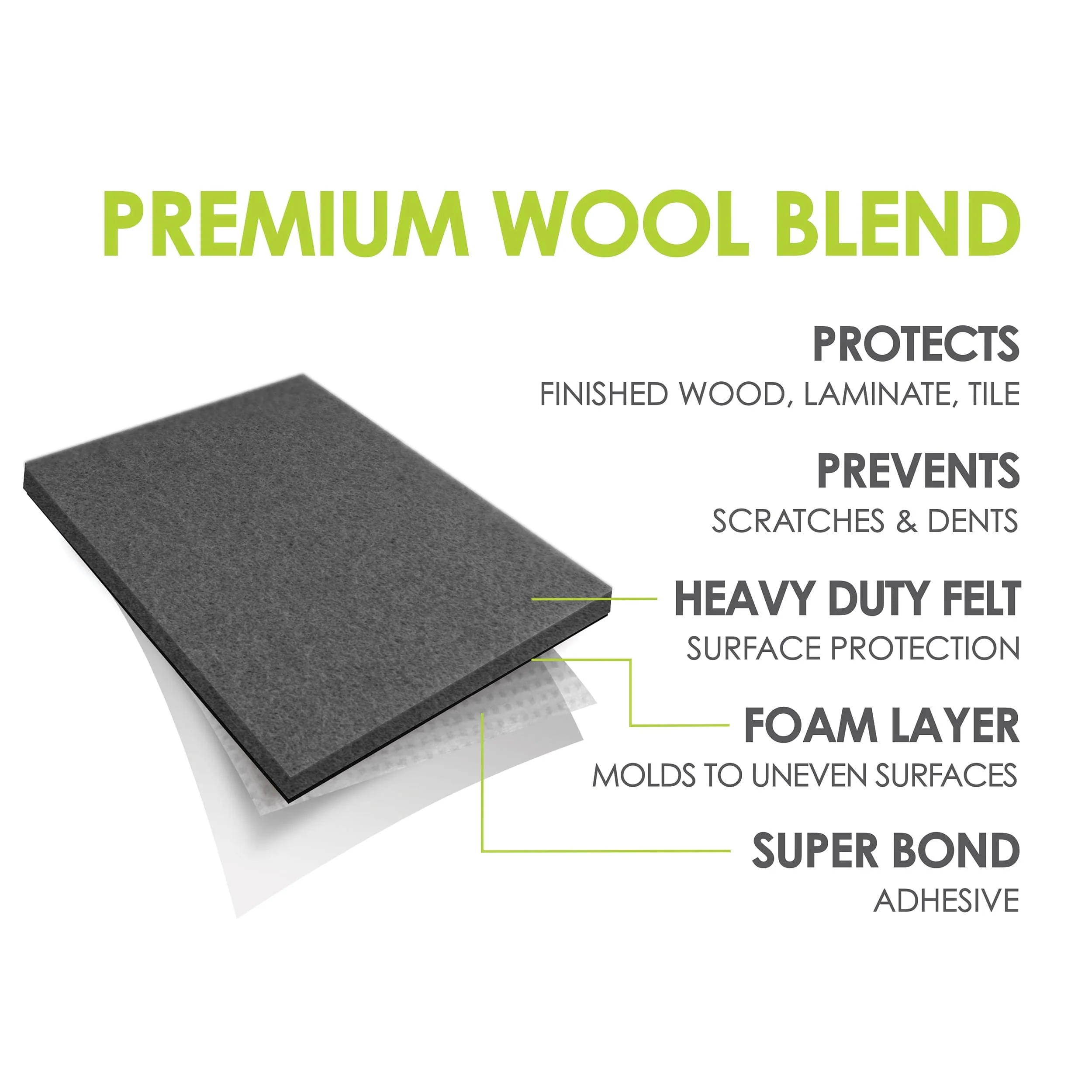 4-1/2" x 6" Heavy-Duty Self-Stick Felt Pad - Pair - Image 3