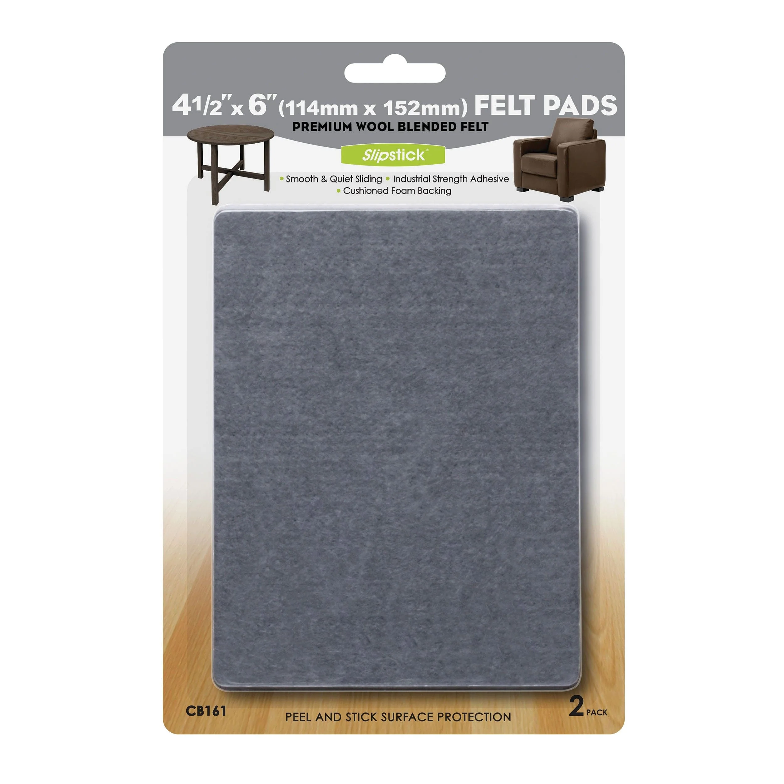 4-1/2" x 6" Heavy-Duty Self-Stick Felt Pad - Pair - Image 4