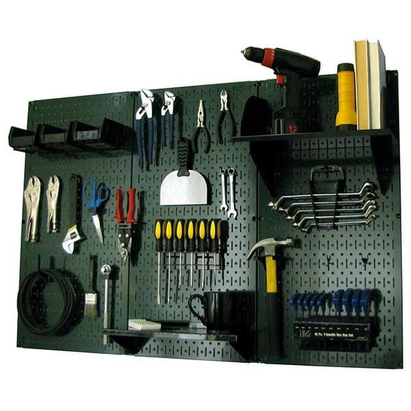 4' Metal Pegboard Standard Tool Storage Kit - Green Toolboard & Black Accessories - Image 2
