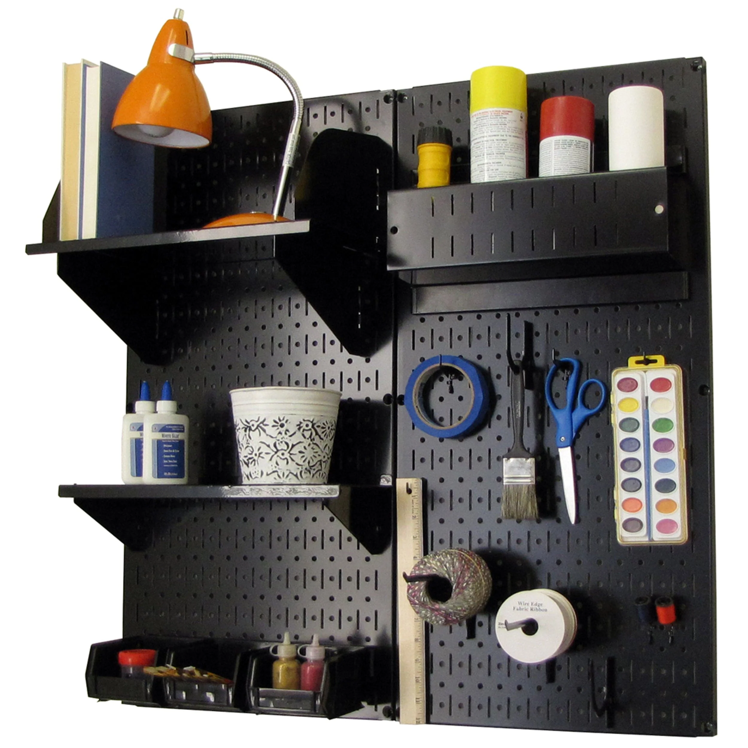 Pegboard Hobby Craft Pegboard Organizer Storage Kit with Black Pegboard and Black Accessories