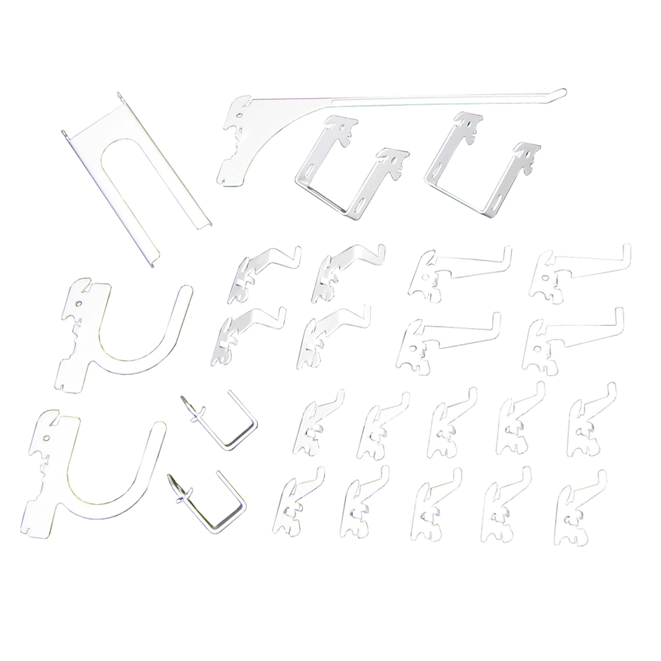 Slotted Metal Pegboard Hook Kit - White Toolboard Hooks