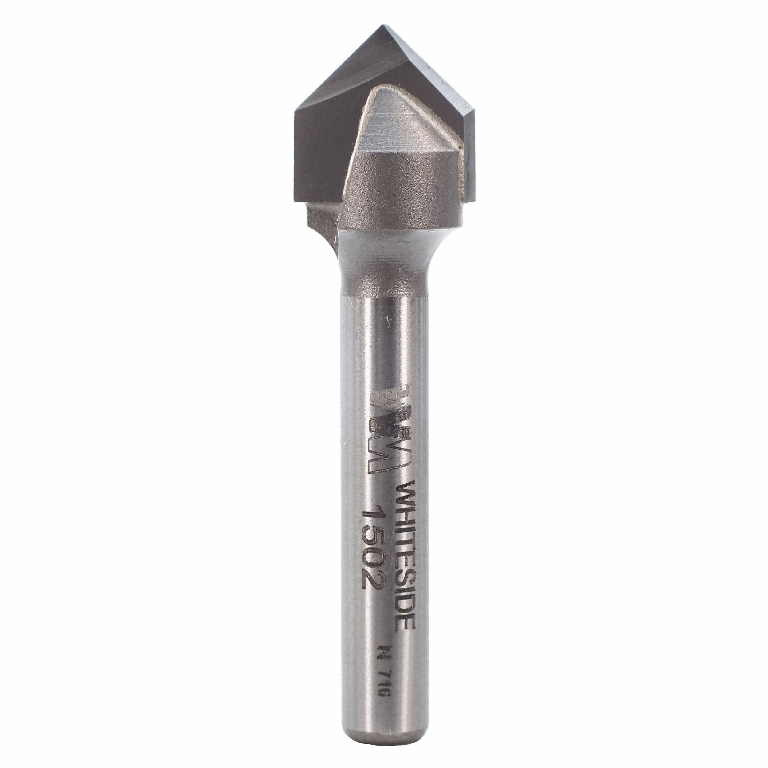 1502 90-Degree V Groove Router Bit 1/4" SH 1/2" D X 1/4" P X 1-7/8" OL