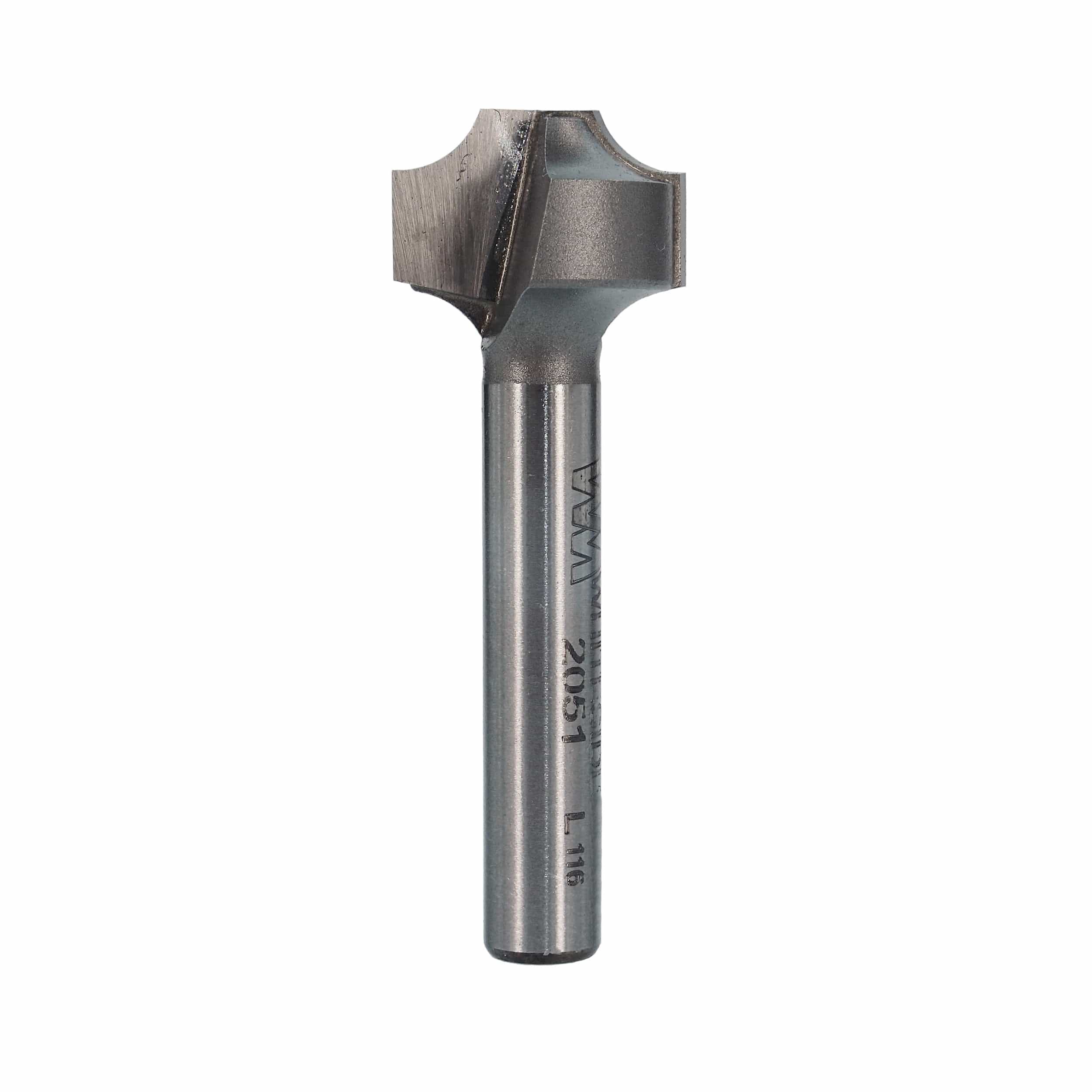2051 Plunge Roundover Router Bit 3/16" R X 5/8" A X 1/4" B 1/8" C 1-3/4" OL