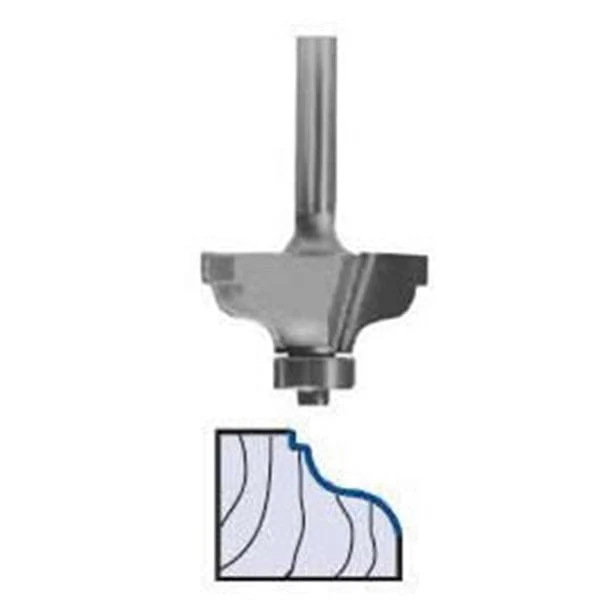3214 Ogee Fillet Router Bit 1/4" SH 3/16" R 1-3/8" D X 5/8" CL X 2-1/8" OL