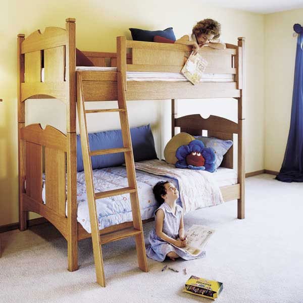 Woodworking Project Paper Plan to Build Kid's Oak Bunk Beds