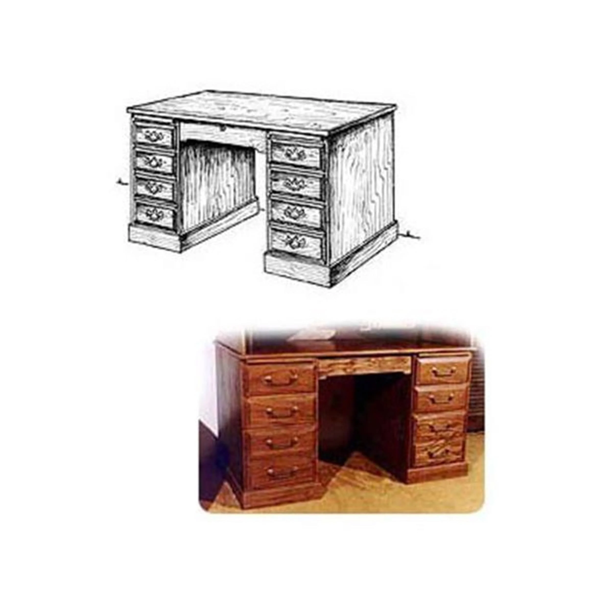 Woodworking Project Paper Plan to Build Roll Top Desk (Lower Portion)