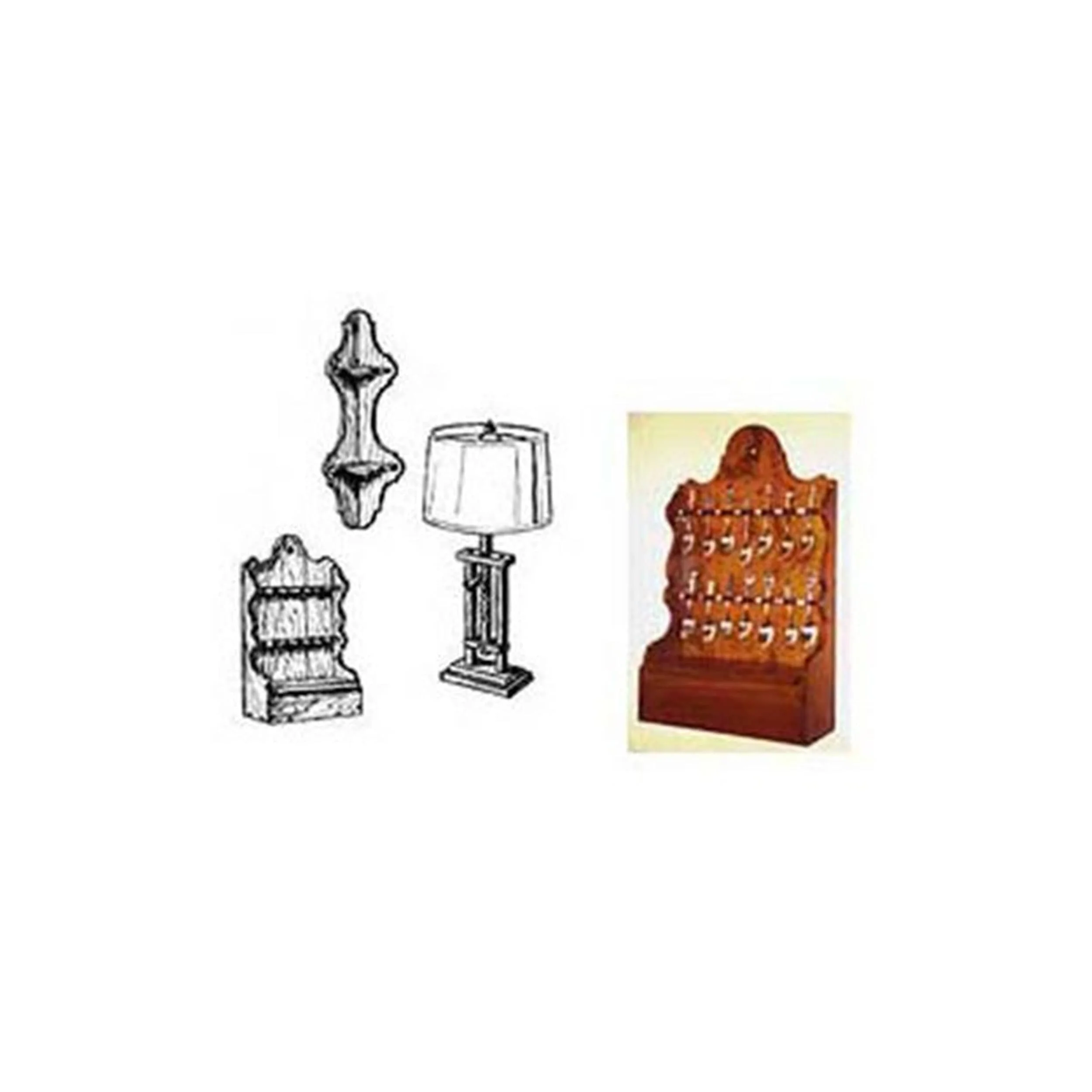 Woodworking Project Paper Plan to Build Spoon Rack, Shelf, Ratchet Lamp