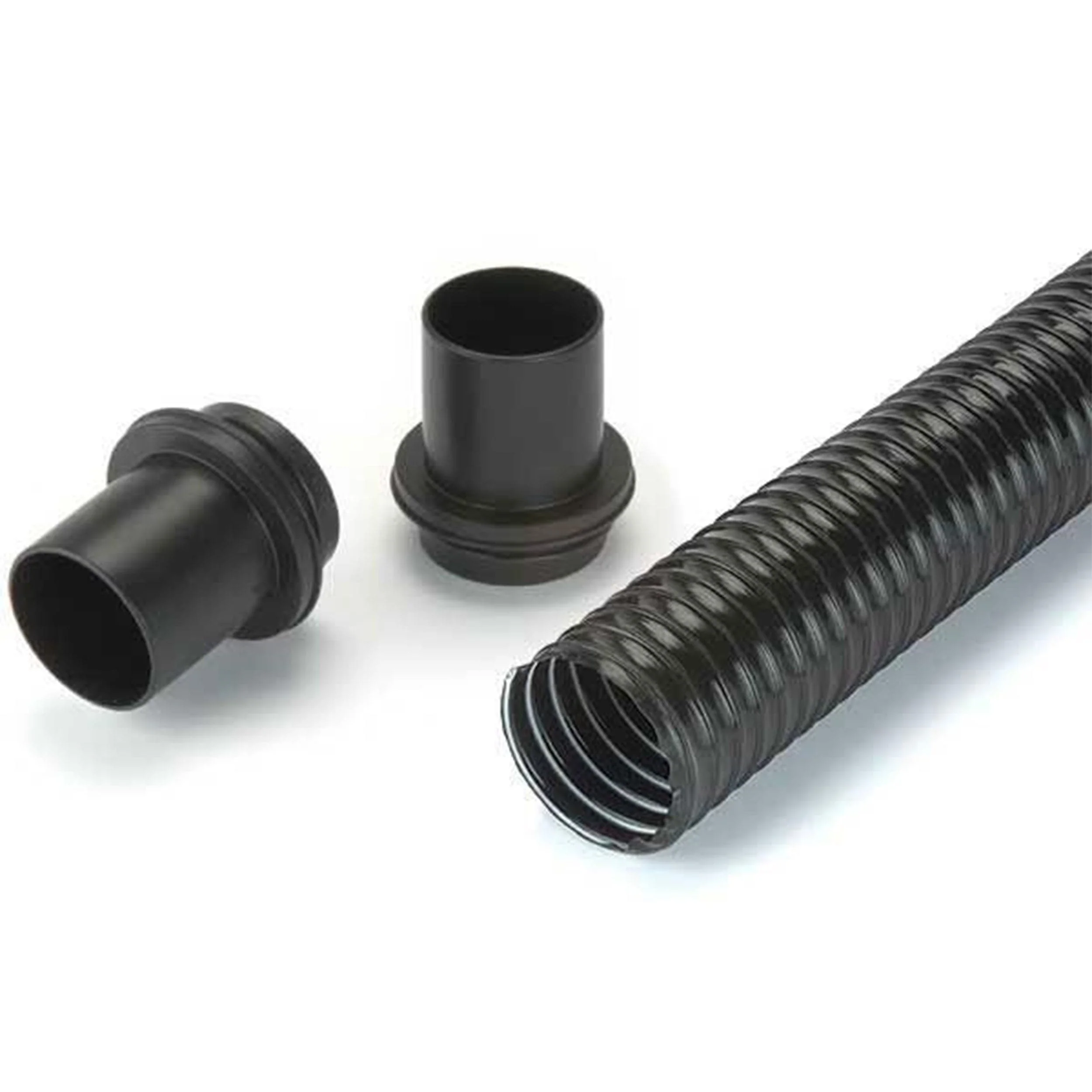 Polyurethane Dust Collection Hose Kit with End Fittings - 2-1/2" x 10' - Black