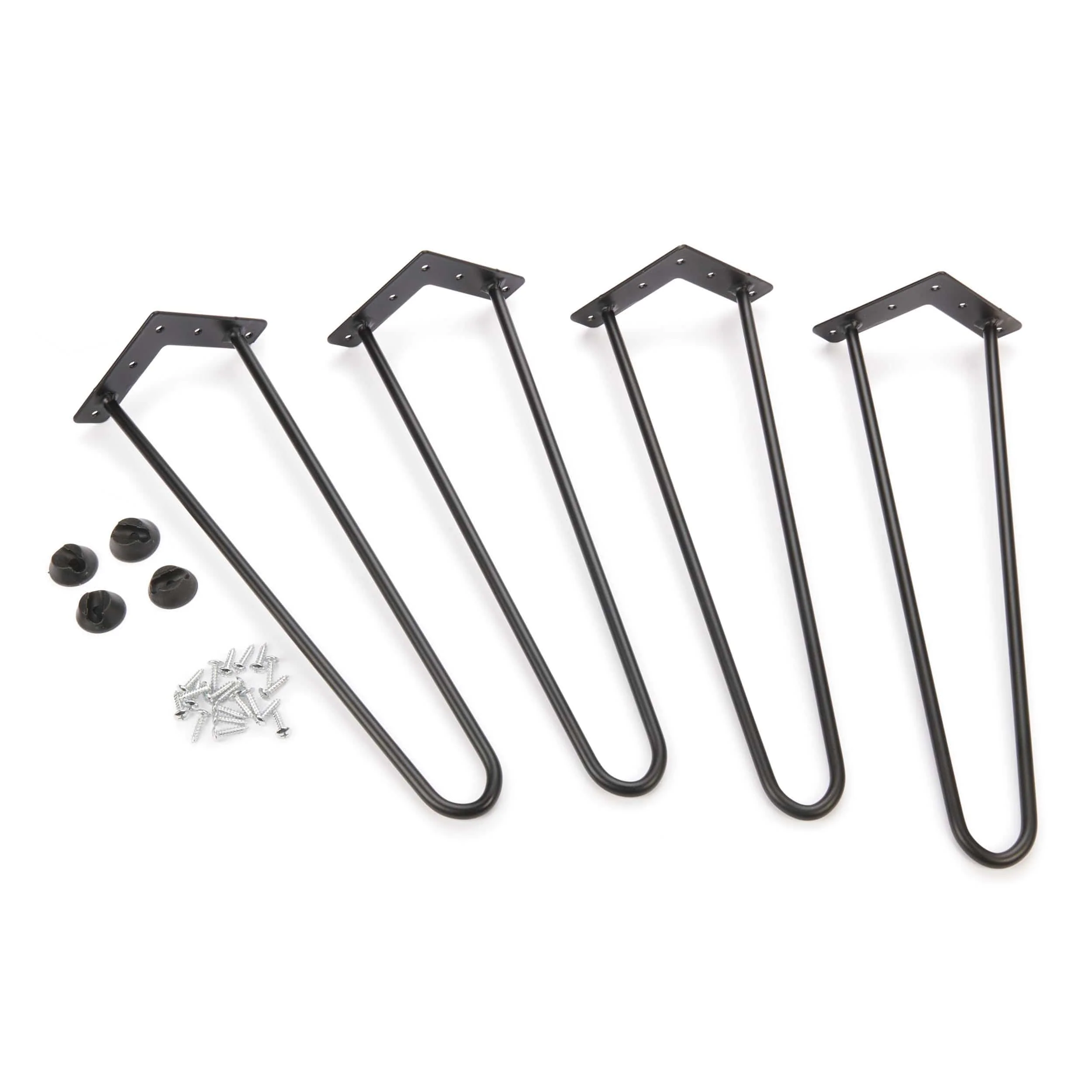 2-Wire Hairpin Leg - 16" - Black - 4 Piece