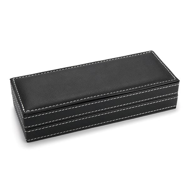 Black Faux Leather Pen Case with Dual Sided Insert - Image 2