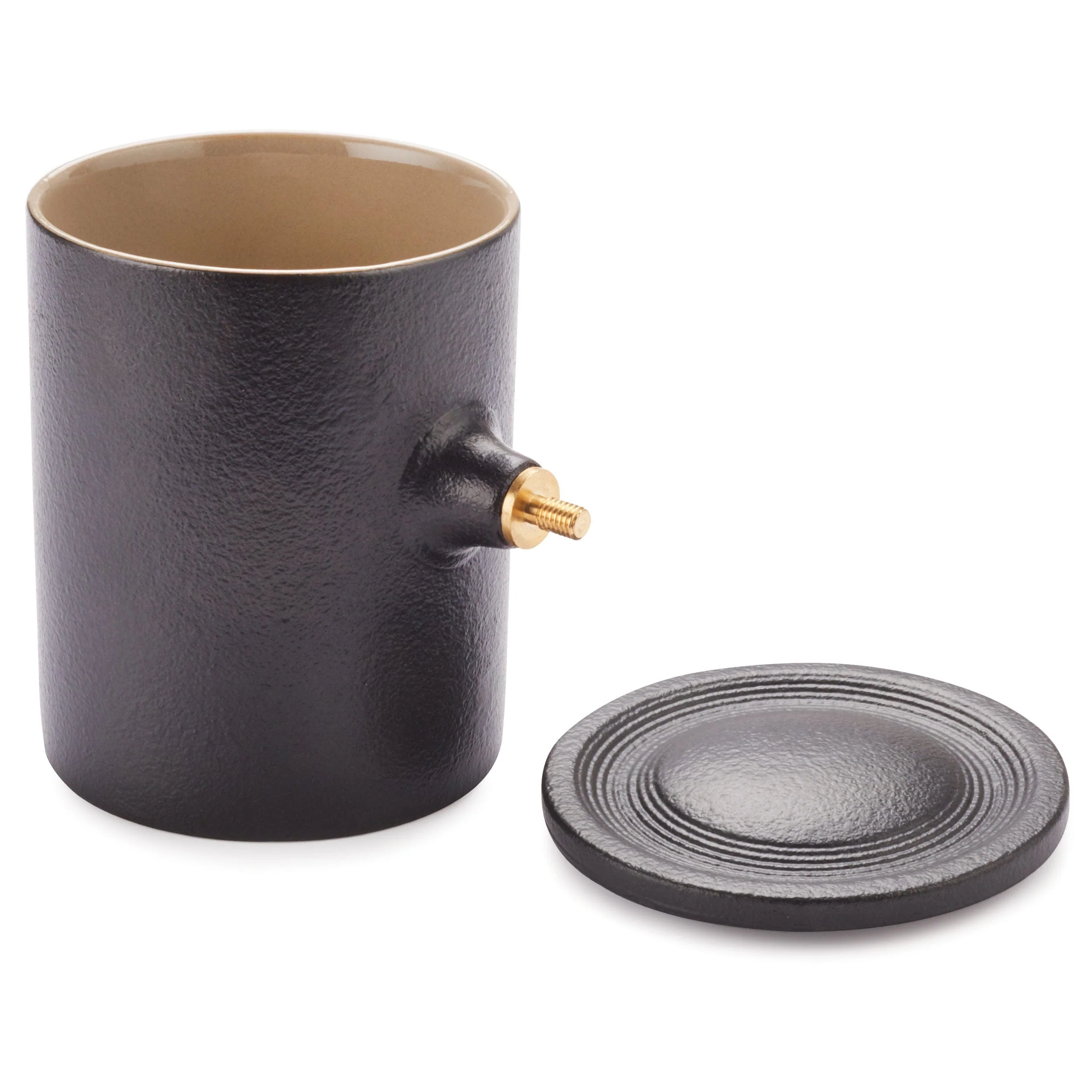 Ceramic Coffee Mug Turning Kit w/ Ceramic Lid - Black and Tan - 12 oz