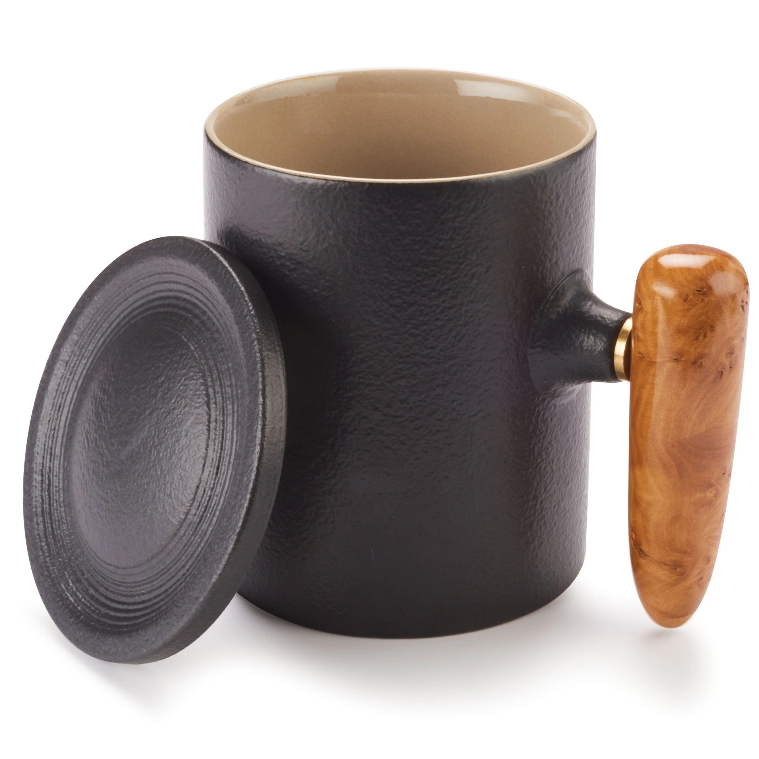 Ceramic Coffee Mug Turning Kit w/ Ceramic Lid - Black and Tan - 12 oz - Image 4