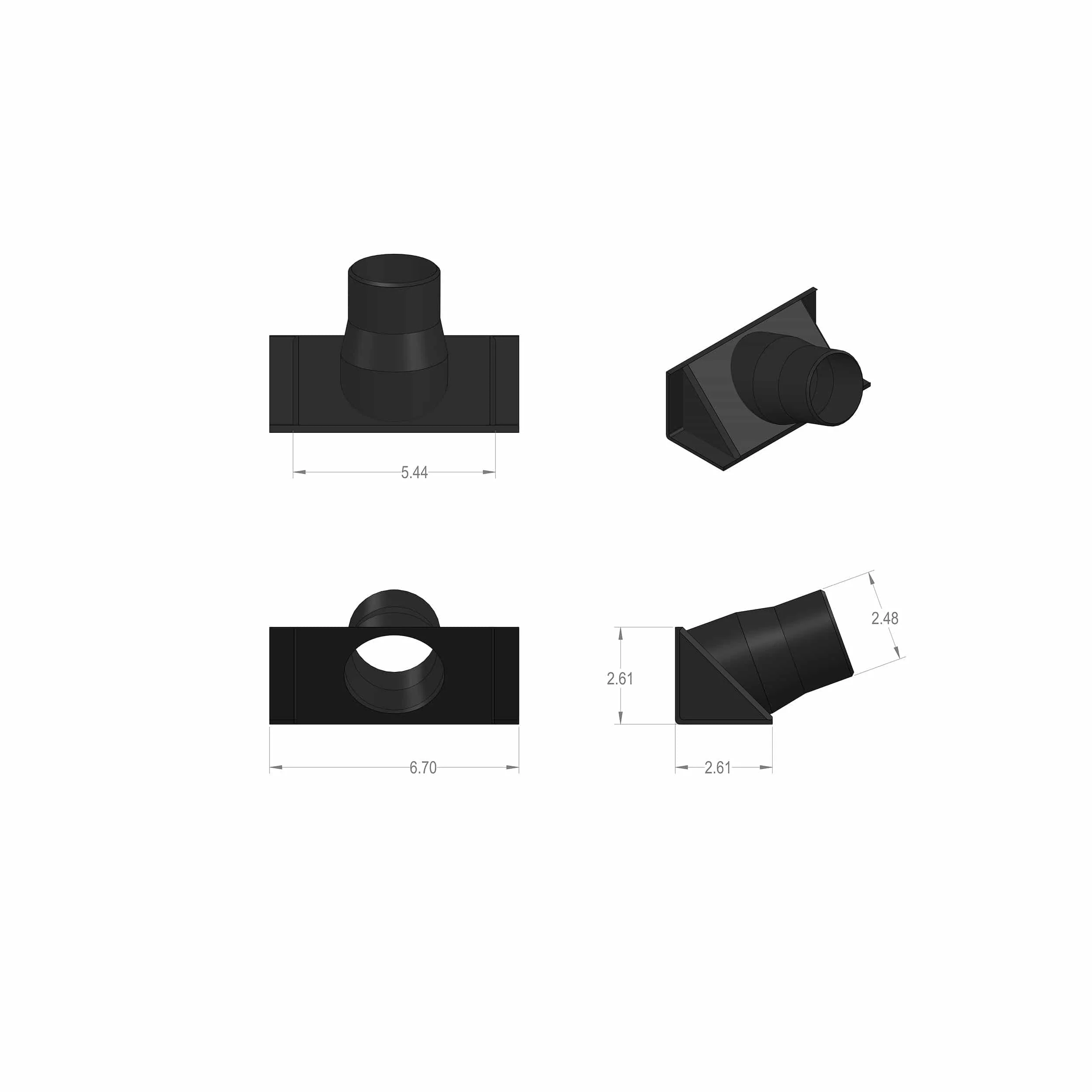 ABS Fence Adapter Fitting for Dust Extraction System - 2-1/2" Diameter - Image 2