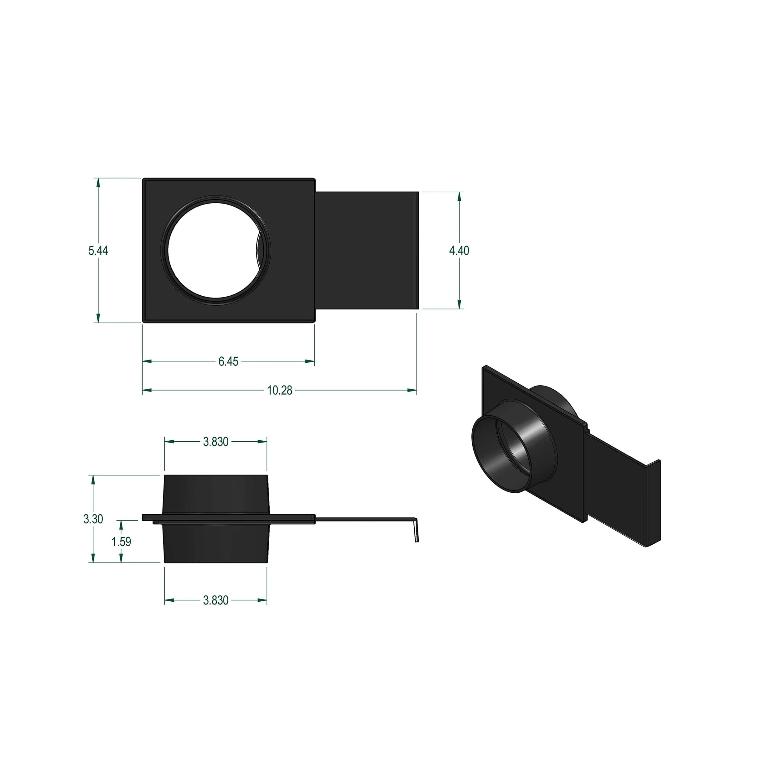 ABS Basic Blast Gate Fitting for Dust Collection System - 4" - Image 2