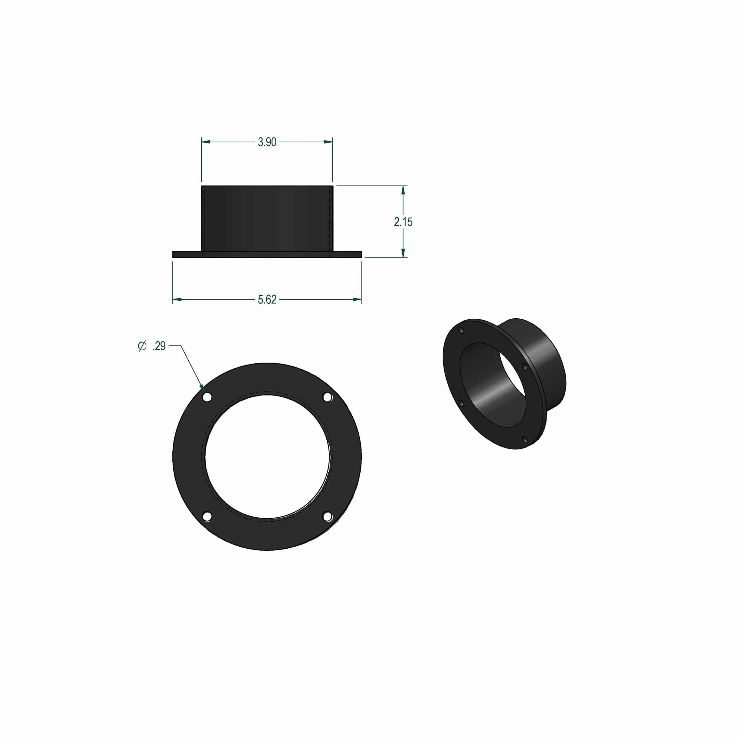 Flanged Inlet Fitting for Dust Collection System - 4" Diameter - Image 2