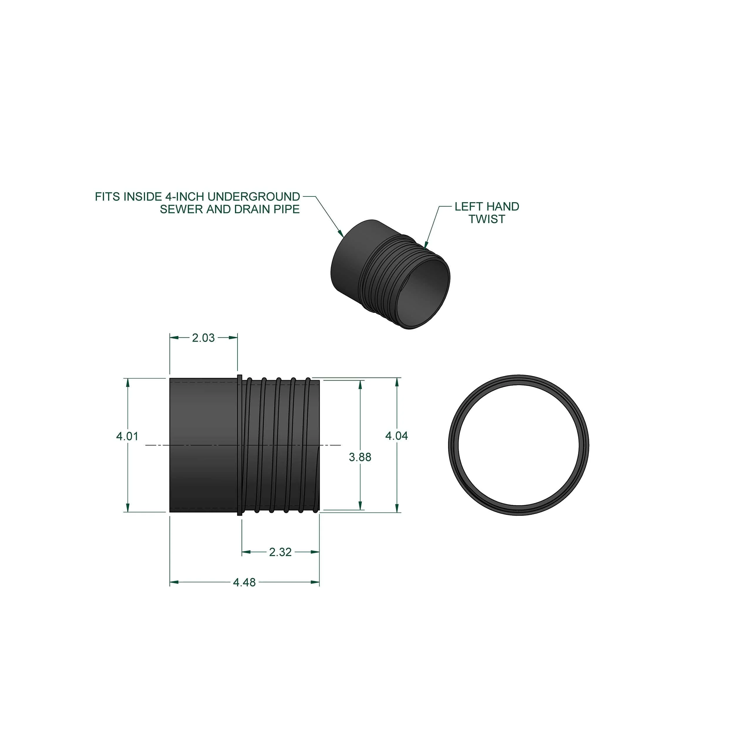 4" PVC Sewer & Drain Pipe - Fits to 4" Dust Collection Hose Adapter - Image 2