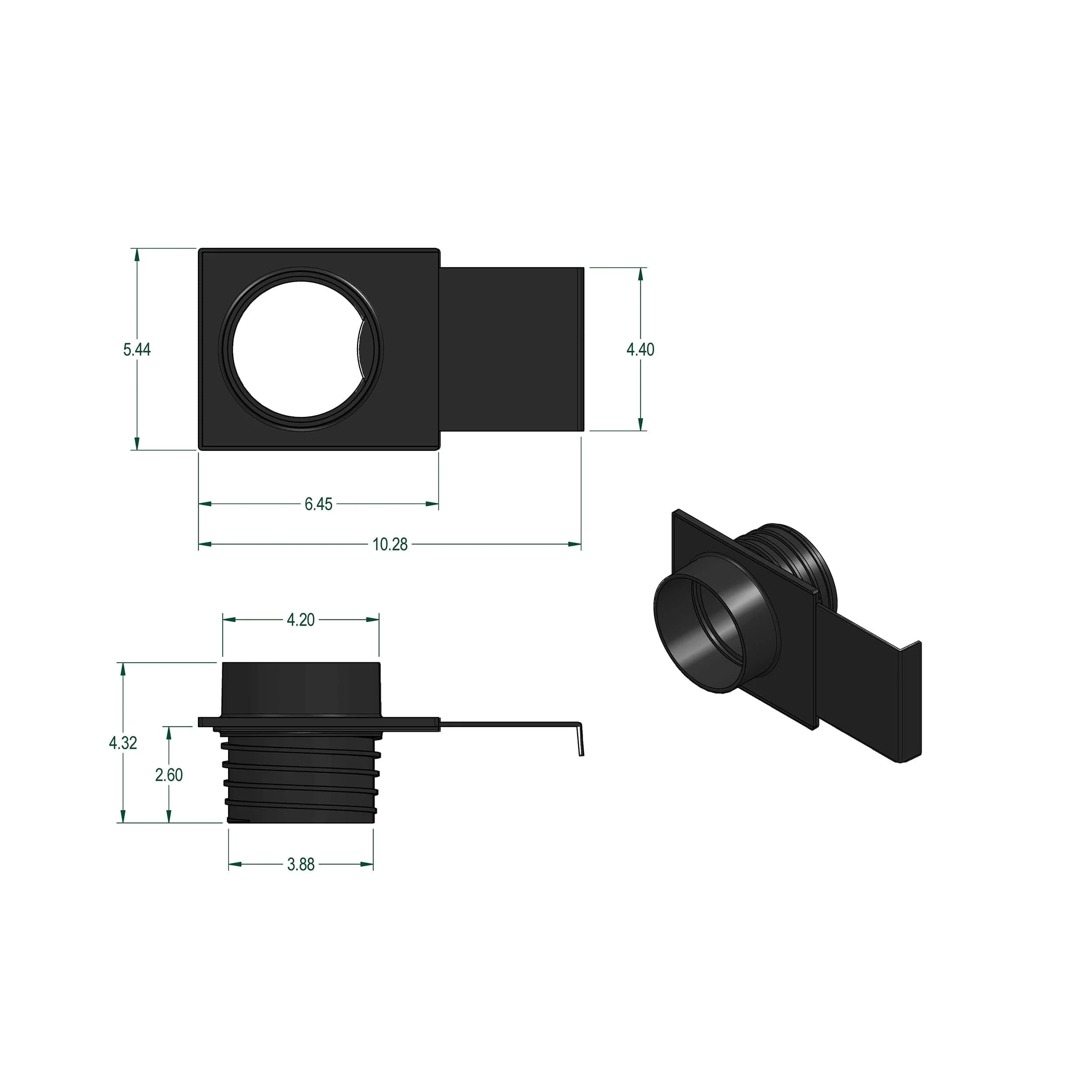 ABS Quick-Connect to Threaded Blast Gate Fitting- 4" - Image 3