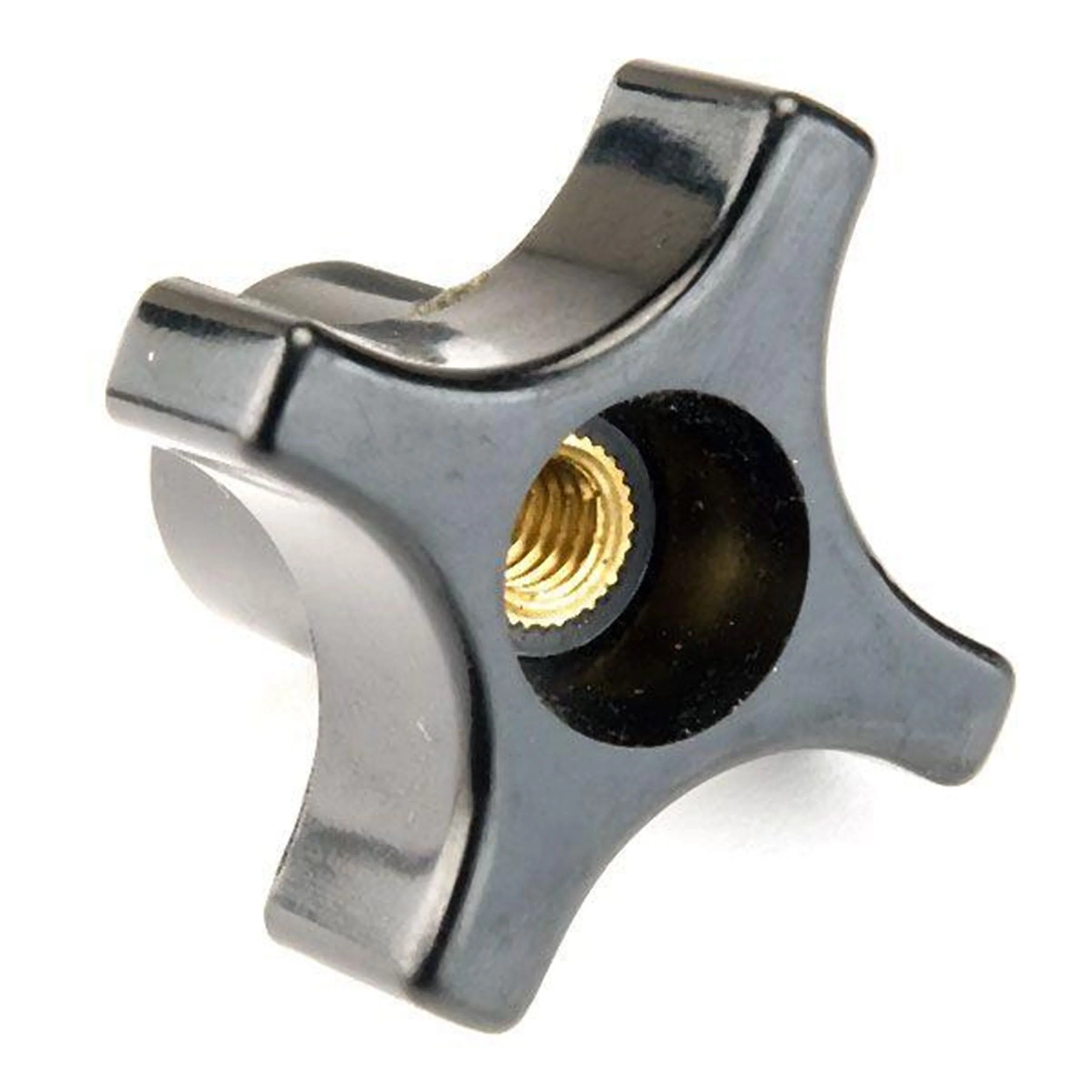 Knob, Four Arm with Through Hole, 3/8"-16 Insert