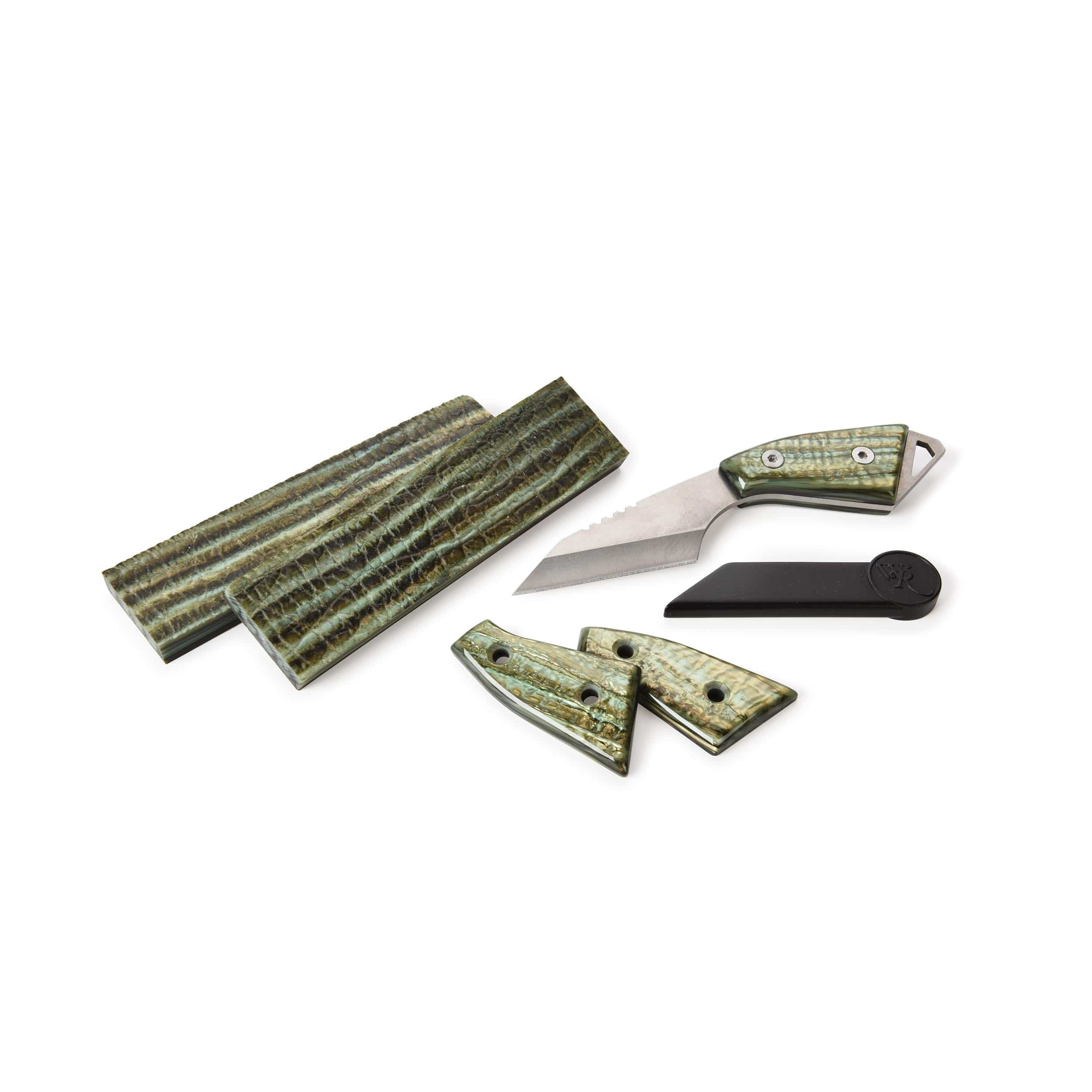 Poly Resin Knife Scales - 3/8" x 2" x 7" - Green Tortoise - Pair - Image 3