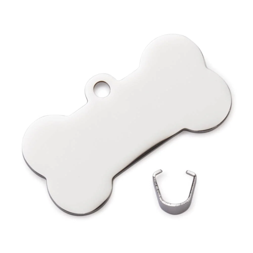 Engravable Bone Shaped Dog Tags - Stainless Steel - 10 Piece - Image 3