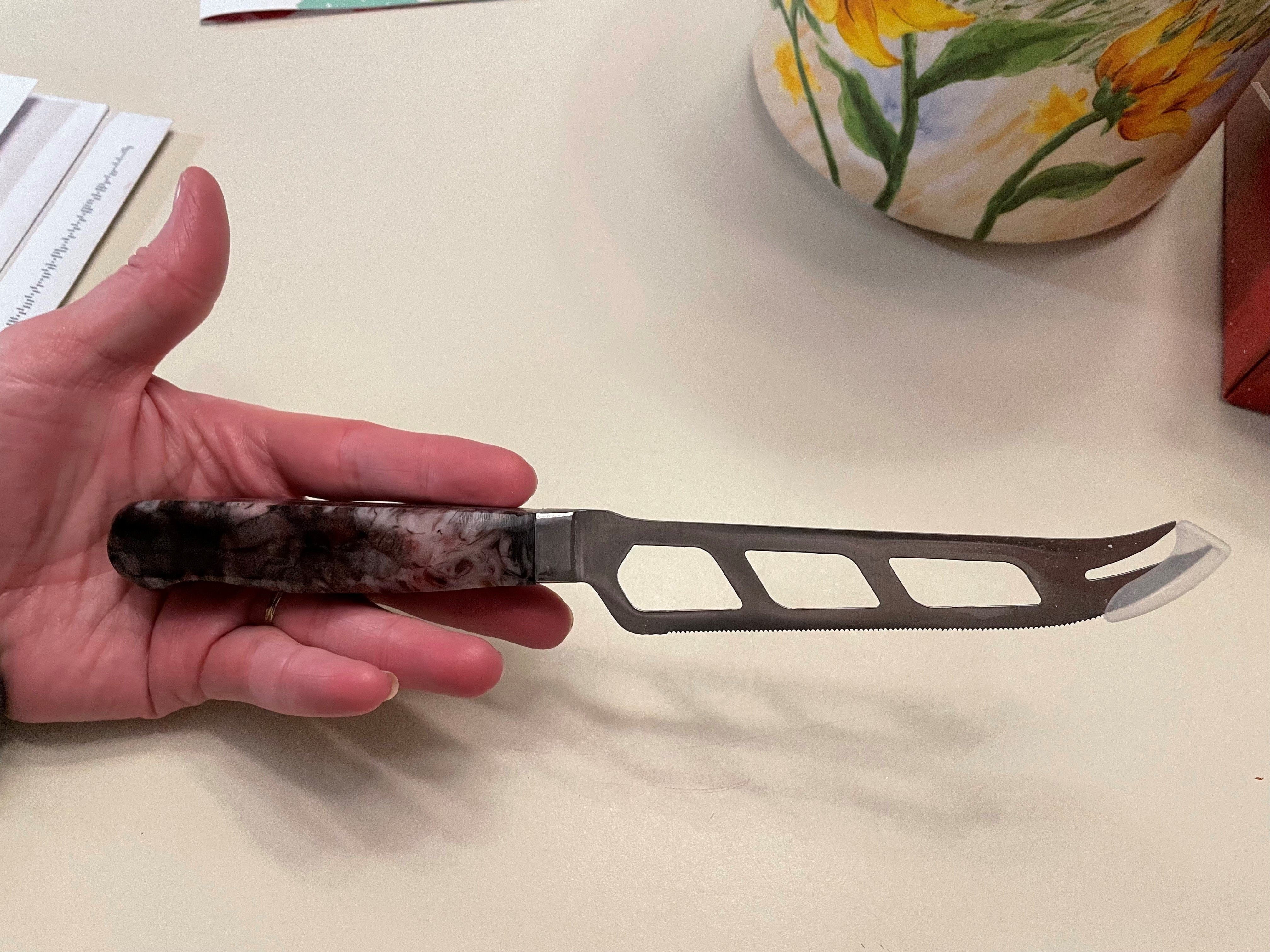 Cheese Knife with Fork Tip for Slicing and Serving - 9-1/4" - 440C SS - Unfinished Kit - Image 2